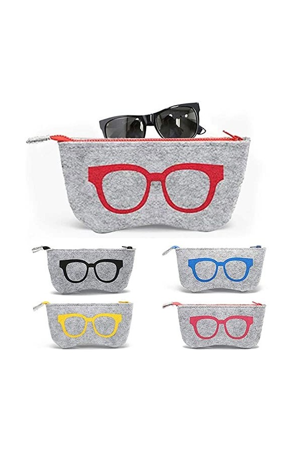 5 Pièce Étui à Lunettes de Voyage Portable, Etui Lunettes Souple, Etui Lunettes de Protection, Étuis à Lunettes Portatifs, po