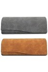 2 Pièces Étui À Lunettes, Boîte À Lunettes Portable, Étuis à Lunettes Rigides, Coque Extérieure En Cuir Et Aimant Snap Lock É