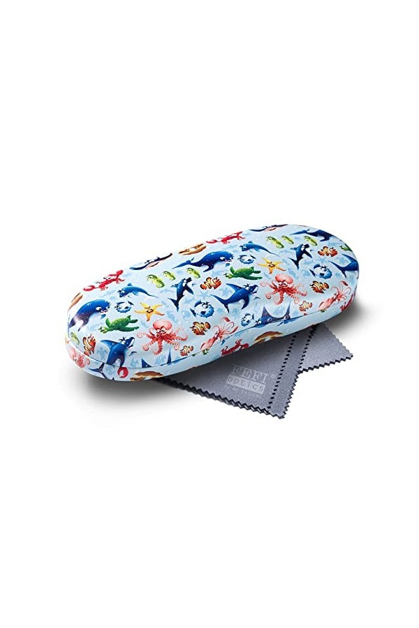 FEFI - Étui à lunettes pour enfant étui dur avec motifs amusants - chiffon de nettoyage pour lunettes/chiffon en microfibre
