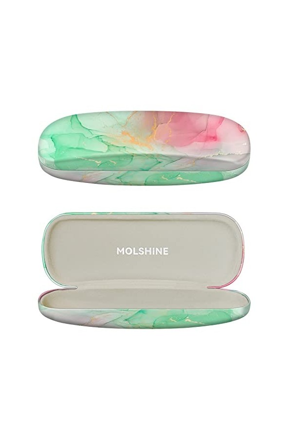 molshine étui à lunettes en cuir PU à coque rigide, étui à lunettes portable de voyage pour hommes femmes fille voyage étude 