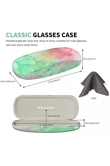 molshine étui à lunettes en cuir PU à coque rigide, étui à lunettes portable de voyage pour hommes femmes fille voyage étude 
