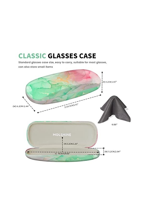 molshine étui à lunettes en cuir PU à coque rigide, étui à lunettes portable de voyage pour hommes femmes fille voyage étude 