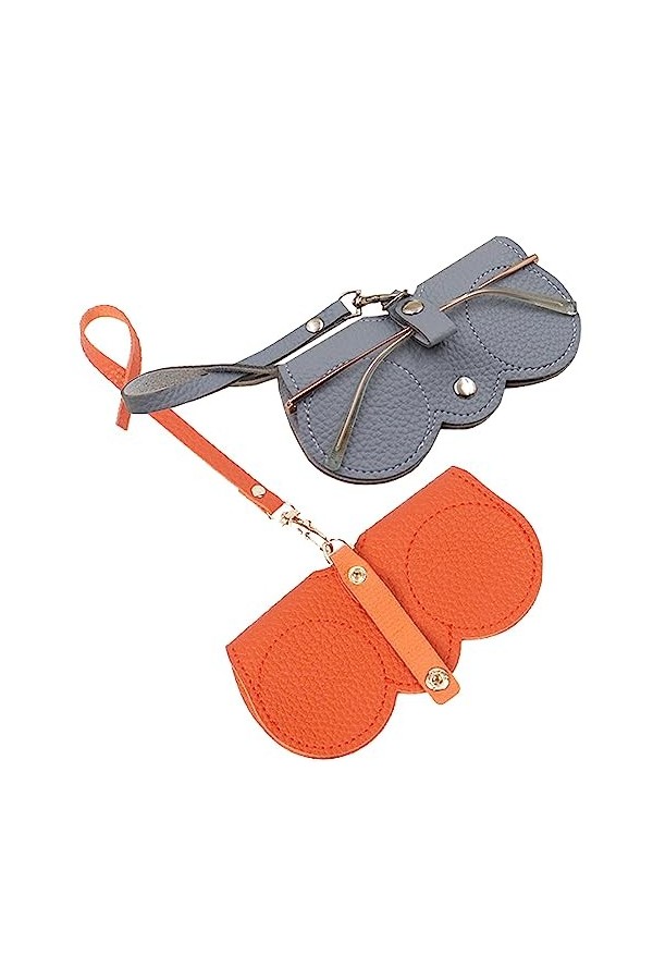 Lot de 2 étuis à lunettes de soleil tendance en cuir PU - Étui de rangement pour lunettes de soleil - Étui portable fin - Con