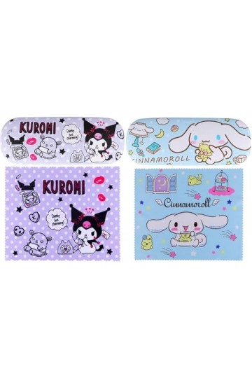 Roffatide Anime Cinnamoroll Cartoon Rose Etui à lunettes à coque dure avec chiffon pour lunettes Etui protecteur portable pou