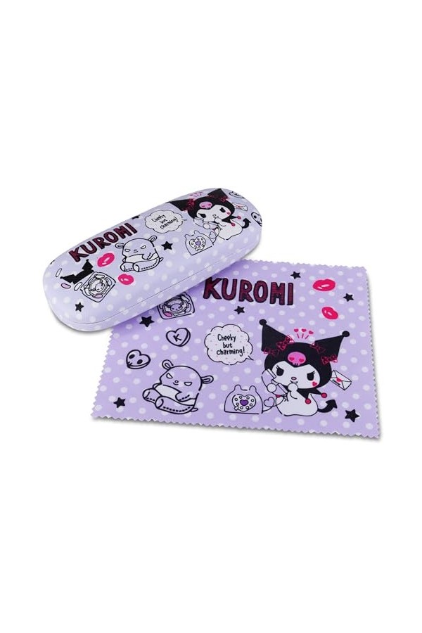 Roffatide Anime Cinnamoroll Cartoon Rose Etui à lunettes à coque dure avec chiffon pour lunettes Etui protecteur portable pou
