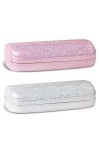 molshine 2 pièces étui à lunettes à coque dure à paillettes, étui à lunettes éblouissant portable pour femmes hommes fille vo