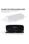molshine 2 pièces étui à lunettes à coque dure à paillettes, étui à lunettes éblouissant portable pour femmes hommes fille vo