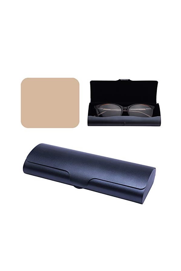 Philley Étui à lunettes en aluminium ultra-léger Étui à lunettes à coque rigide pour femmes et hommes bleu profond 