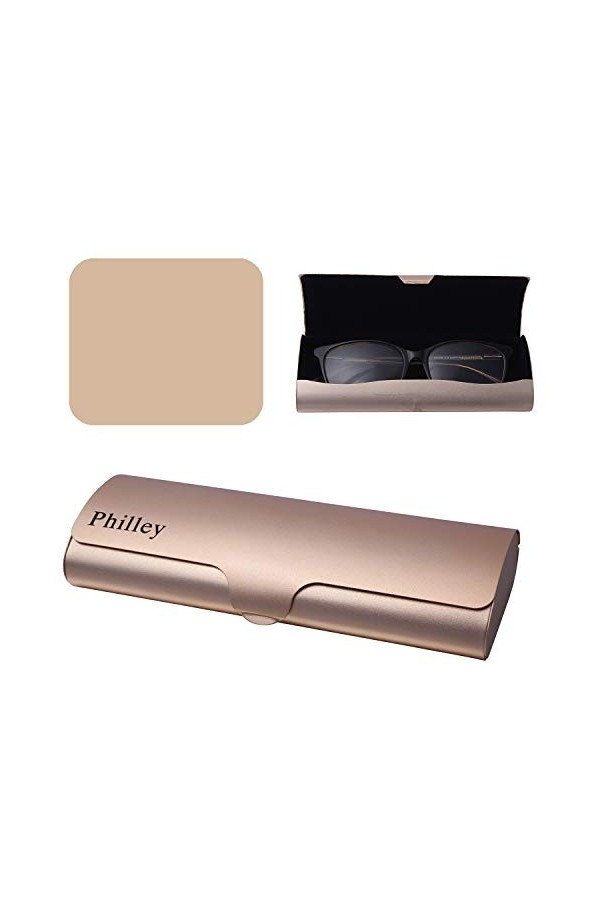 Philley Étui à lunettes en aluminium ultra-léger Étui à lunettes à coque rigide pour femmes et hommes bleu profond 