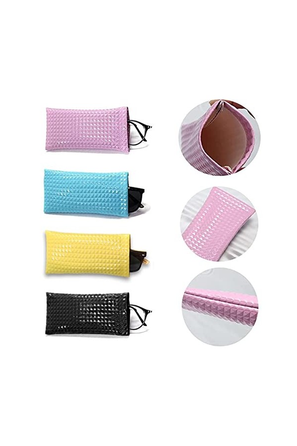 QDDS 4 Pièces Étui Lunettes, Étui à Lunettes Souple, Etui à Lunettes Doux, Portable Étuis à Lunettes Étanche pour Lunettes de