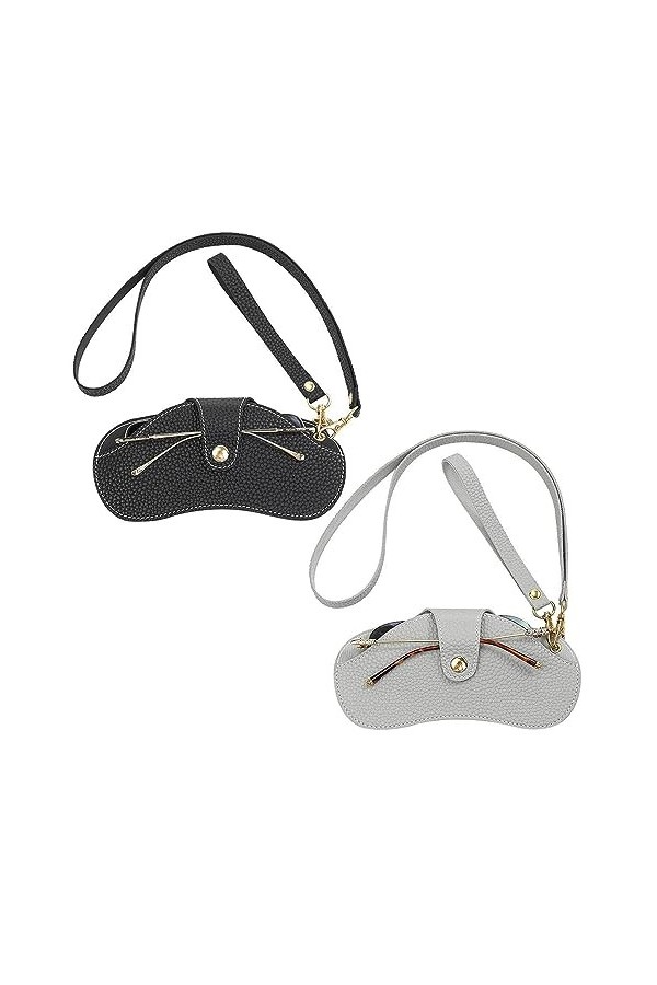 MXDHOKY Lot de 2 étuis portables pour lunettes de soleil, étui à lunettes tendance en cuir, étui à lunettes de soleil tendanc