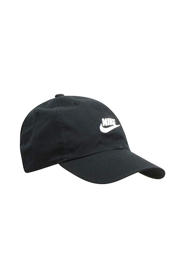 Nike Sportswear Heritage86 Futura Washed Cap Unisex, Noir Black/Black/White 010 , Taille Unique
