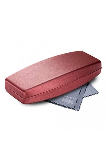FEFI - Grand étui à lunettes aspect satiné - Hardcase - y compris chiffon de nettoyage de lunettes de haute qualité
