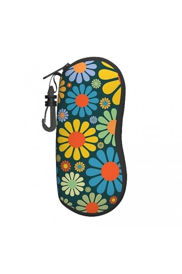 LAMAME Étui à lunettes avec motif étoile de mer et coquillages bleus sur la plage - Étui à lunettes avec mousqueton - Étui so