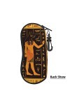 Anubis Étui à lunettes avec clip de ceinture et fermeture éclair Motif dieu égyptien ancien, Noir , taille unique