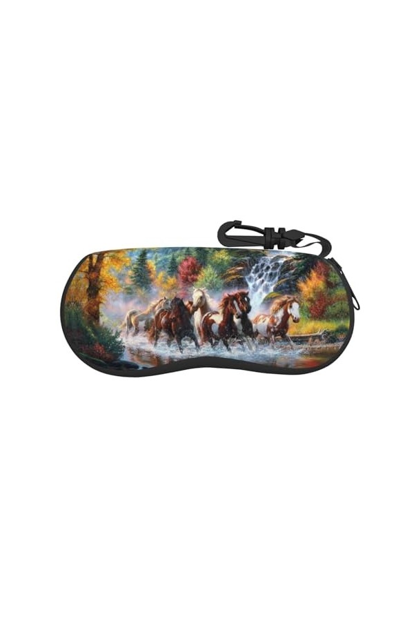 ESASAM Sac à lunettes ultra léger et pratique à coque souple pour protéger vos lunettes et lunettes de soleil, Chevaux, taill