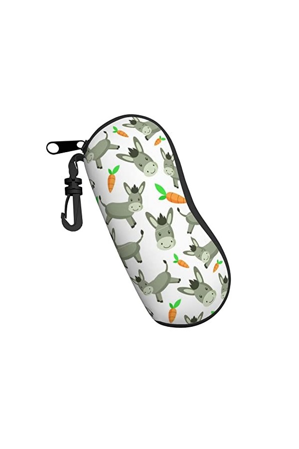 YAXRO Étui à lunettes en néoprène souple avec fermeture éclair Motif âne mignon, Noir , taille unique