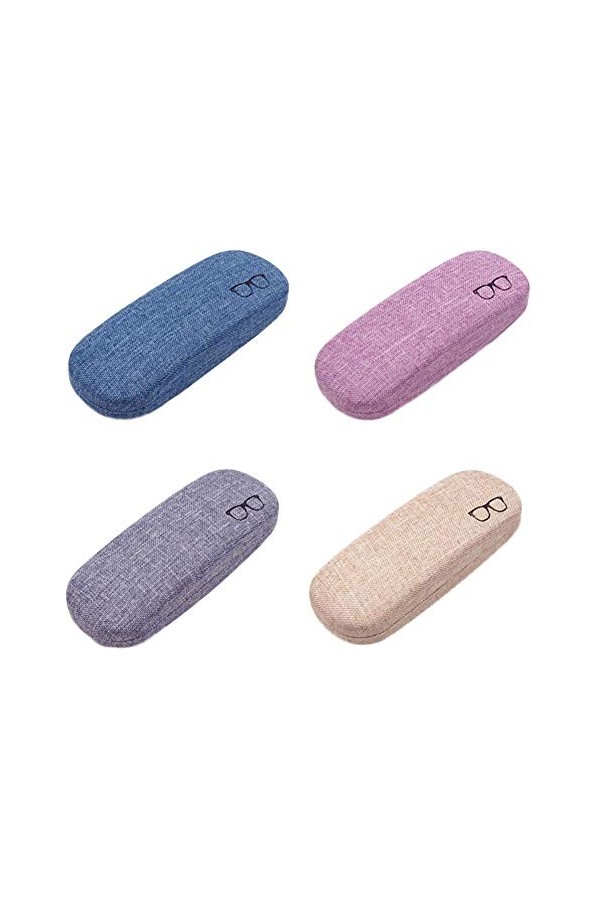 Étui à Lunettes Femme Étui à Lunettes Rigide en Toile de Lin Portable Étui de protection pour Lunettes et Lunettes de Soleil 