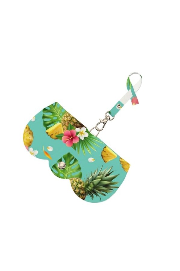 LAMAME Sac à lunettes de soleil en cuir souple imprimé papillon et tournesol avec cordon de rangement, Plaid coloré., taille 