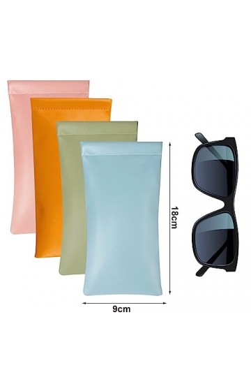 PANGTON VILLA Lot de 4 étuis à lunettes en cuir synthétique souple pour hommes et femmes rose, bleu, orange, vert , rose+ble