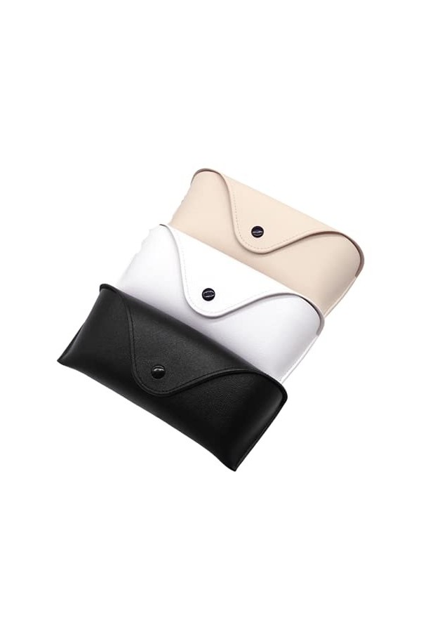 CHENGZI Lot de 3 étuis de protection pour lunettes de soleil, Noir + blanc + beige., taille unique
