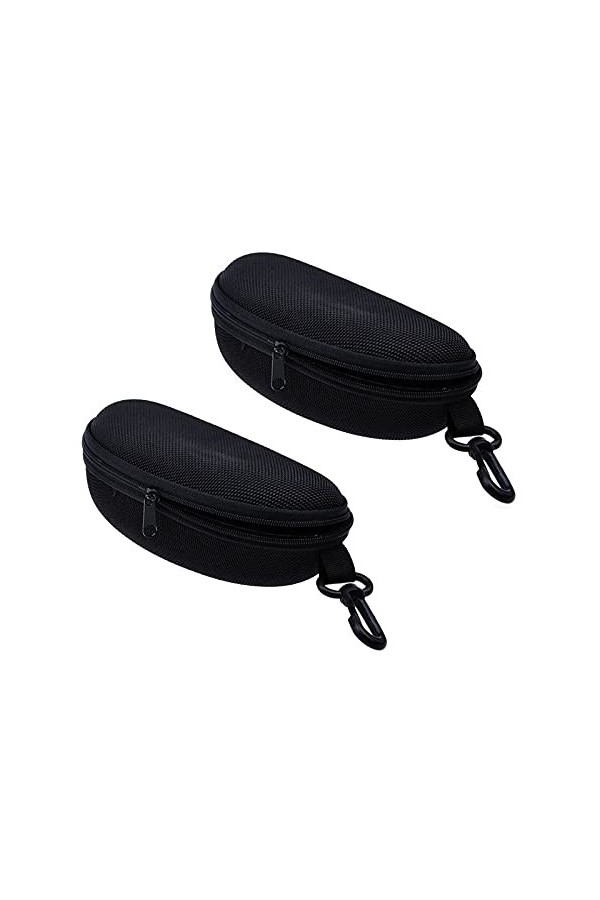 TRADERPLUS 2PCS étui à lunettes de soleil portable à fermeture éclair, étui de voyage étanche avec mousqueton