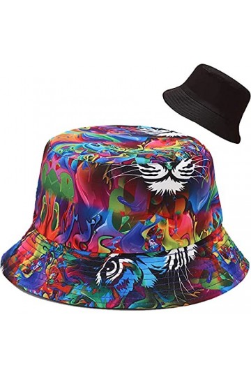 XYIYI Bobs Chapeau Océan Multicolore Réversible Seau Chapeau Pêche Chapeau De Soleil pour Femmes Filles