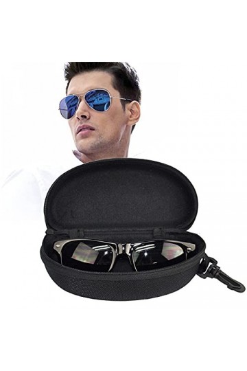 TRADERPLUS 2PCS étui à lunettes de soleil portable à fermeture éclair, étui de voyage étanche avec mousqueton