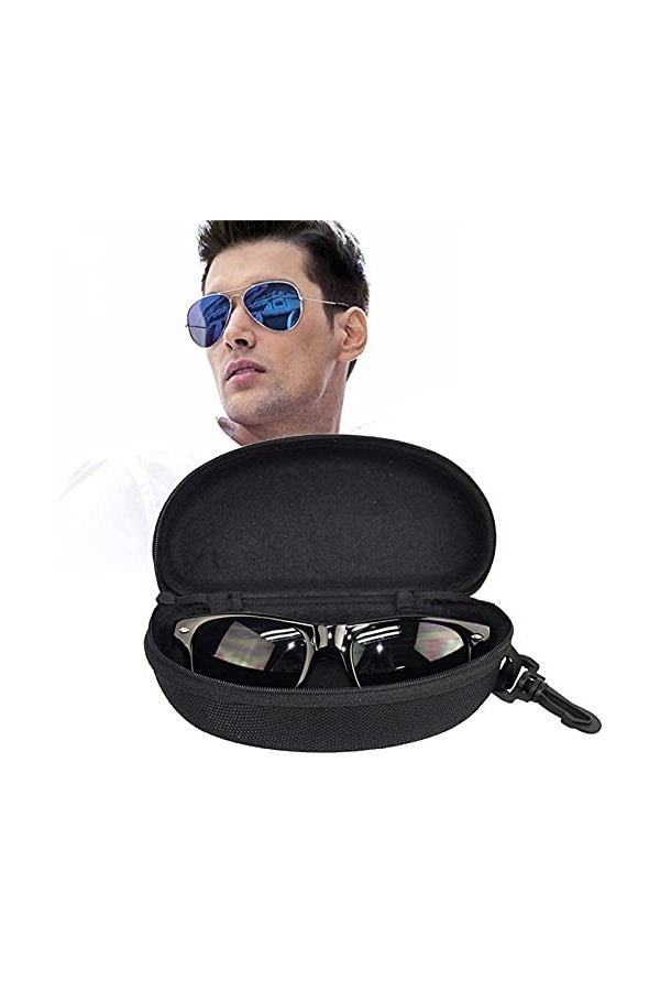 TRADERPLUS 2PCS étui à lunettes de soleil portable à fermeture éclair, étui de voyage étanche avec mousqueton