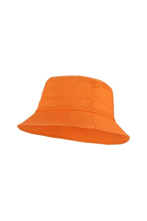 Umeepar - Chapeau bob Unisexe 100% Coton - Chapeau de Soleil Pliable - Plaine Orange