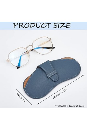 AMIJOUX Etui à Lunettes en Cuir Souple, Pochette de Voyage Mince pour Lunettes de Soleil, Portable Véritable Pochette de Rang