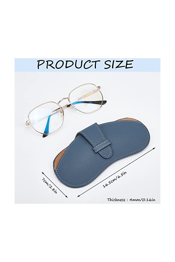 AMIJOUX Etui à Lunettes en Cuir Souple, Pochette de Voyage Mince pour Lunettes de Soleil, Portable Véritable Pochette de Rang