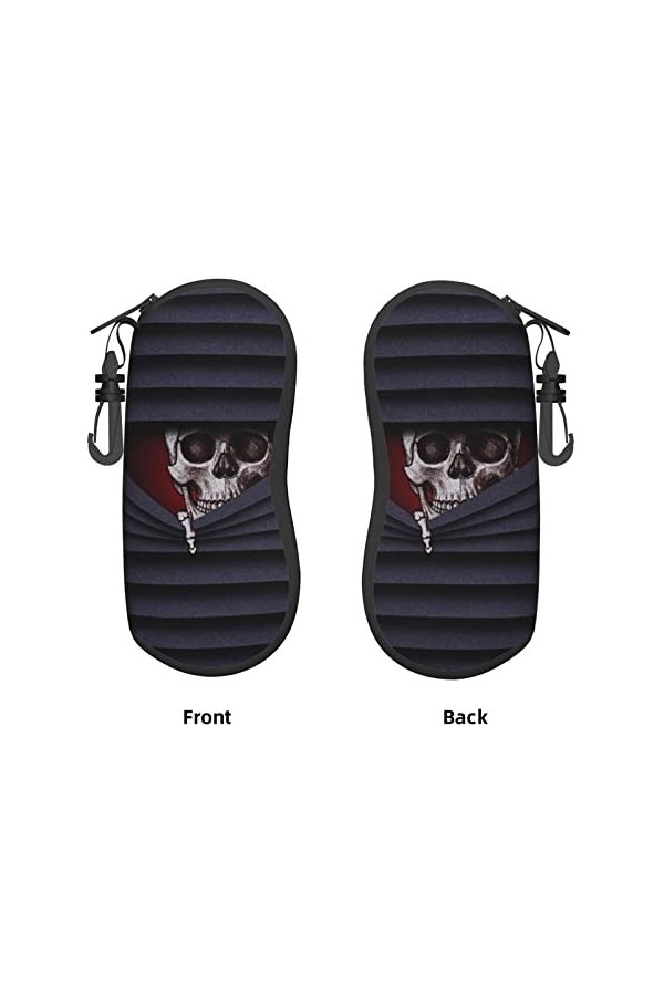 Étui souple pour lunettes de soleil motif tête de mort foncée avec fermeture éclair pour homme et femme