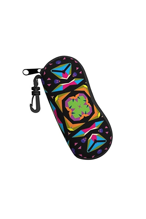 Étui à lunettes Coldplay kaléidoscope coloré psychédélique souple étui à lunettes portable à fermeture éclair étui à lunettes
