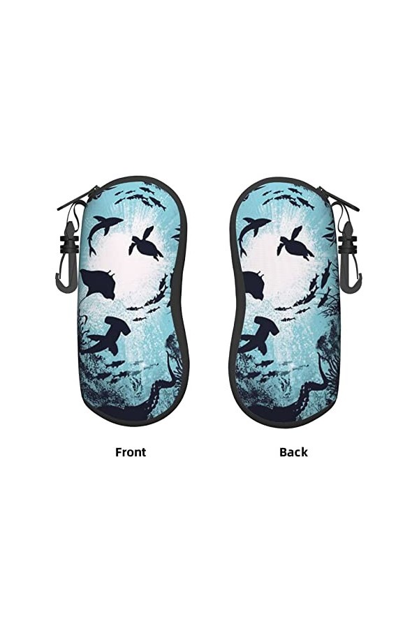 Étui souple pour lunettes de soleil Underwater World Ocean - Pour homme et femme - Fermeture éclair - Anti-rayures - Portable