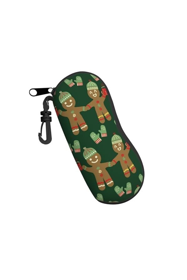 ONSMO Étui à lunettes souple avec fermeture éclair - Motif bonhomme en pain dépices - Ultra léger et pratique - Étui à lunet