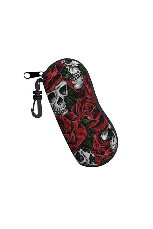 Étui souple avec fermeture éclair et motif tête de mort pour homme et femme - Anti-rayures - Portable - Clip de ceinture de v