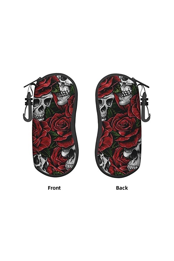 Étui souple avec fermeture éclair et motif tête de mort pour homme et femme - Anti-rayures - Portable - Clip de ceinture de v