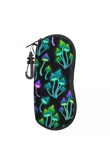 ONSMO Étui à lunettes souple coloré en forme de champignons fluo avec fermeture éclair, ultra léger et pratique, Noir , taill