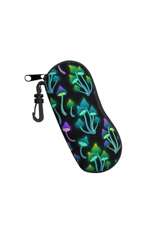 ONSMO Étui à lunettes souple coloré en forme de champignons fluo avec fermeture éclair, ultra léger et pratique, Noir , taill