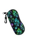 ONSMO Étui à lunettes souple coloré en forme de champignons fluo avec fermeture éclair, ultra léger et pratique, Noir , taill