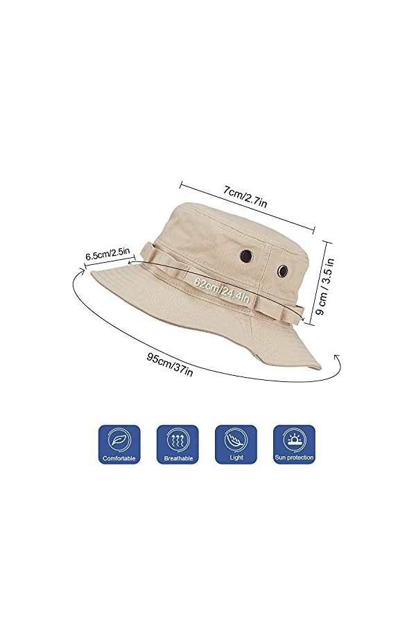 LIVACASA Bob Randonnée pour Femme Homme Bob avec Cordon Amovible Bob Pecheur Kaki