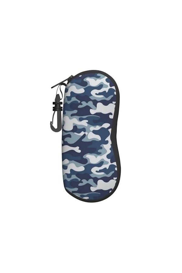 ONSMO Étui à lunettes souple bleu gris camouflage fermeture éclair étui à lunettes ultra léger et pratique coque souple sac à