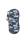 ONSMO Étui à lunettes souple bleu gris camouflage fermeture éclair étui à lunettes ultra léger et pratique coque souple sac à