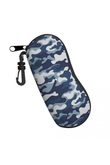 ONSMO Étui à lunettes souple bleu gris camouflage fermeture éclair étui à lunettes ultra léger et pratique coque souple sac à