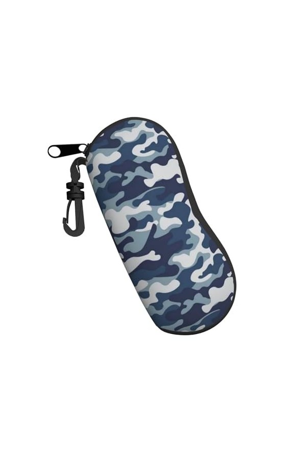 ONSMO Étui à lunettes souple bleu gris camouflage fermeture éclair étui à lunettes ultra léger et pratique coque souple sac à
