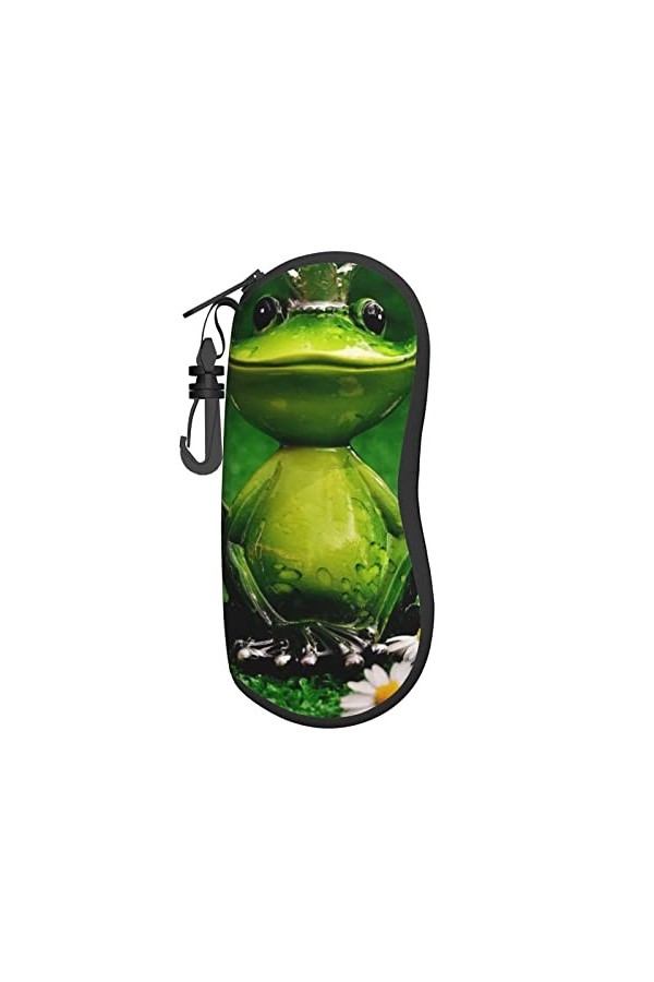 Étui à lunettes mignon en forme de grenouille avec fermeture éclair, étui à lunettes ultra léger et pratique, Noir , taille u