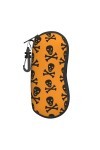 Étui à lunettes souple fond orange crânes fermeture éclair étui à lunettes ultra léger et pratique coque souple sac à lunette
