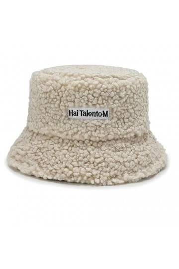 CHUANGOU Chapeau de Pêcheur en Peluche Chapeau Bob Femme Automne et Hiver Blanc