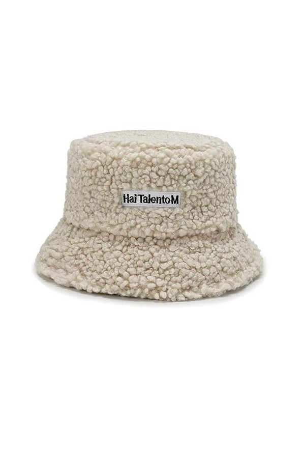 CHUANGOU Chapeau de Pêcheur en Peluche Chapeau Bob Femme Automne et Hiver Blanc